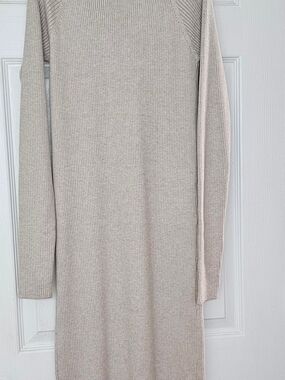 Freshman Ribbed Knit Midi Dress - Light Taupe